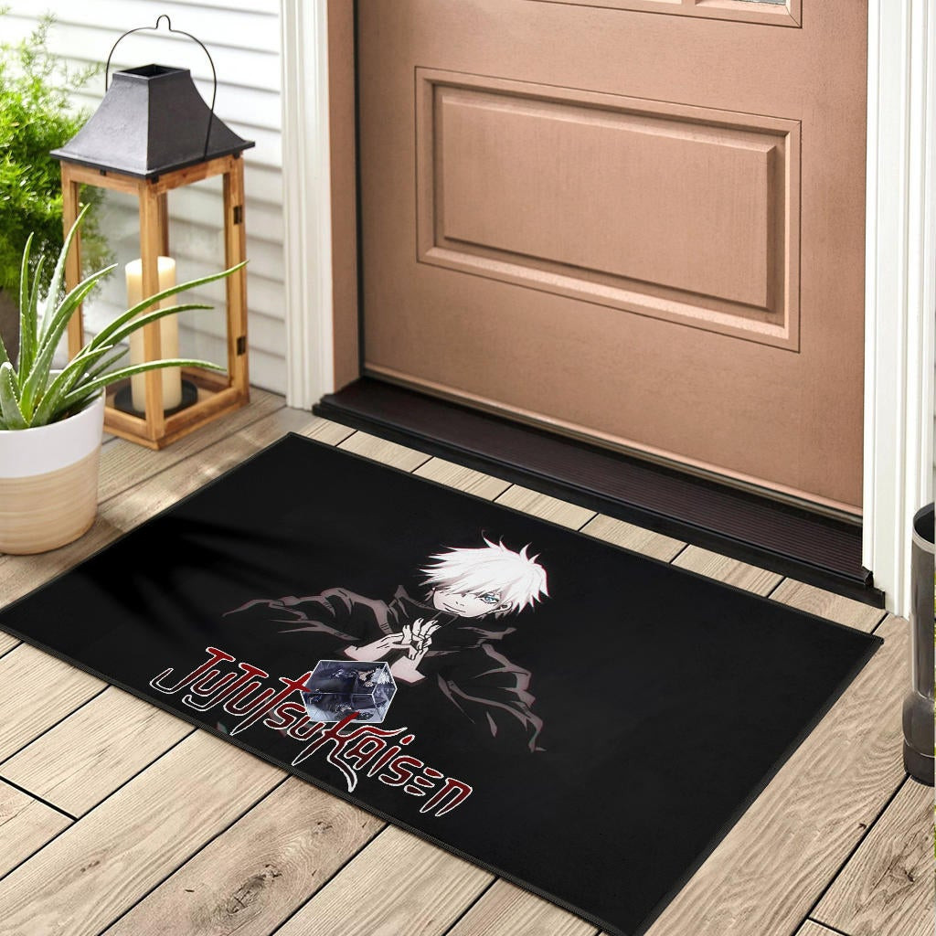Jujutsu Kaisen Anime Rubber Doormat Cool Satoru Gojo Holding Eye Rubik Prison Realm Rubber Doormat Home Decor - Image 3