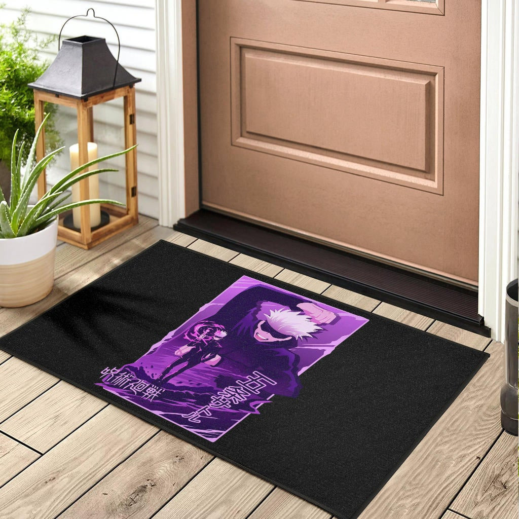 Jujutsu Kaisen Anime Rubber Doormat Smiling Satoru Gojo Purple Power Rubber Doormat Home Decor - Image 3