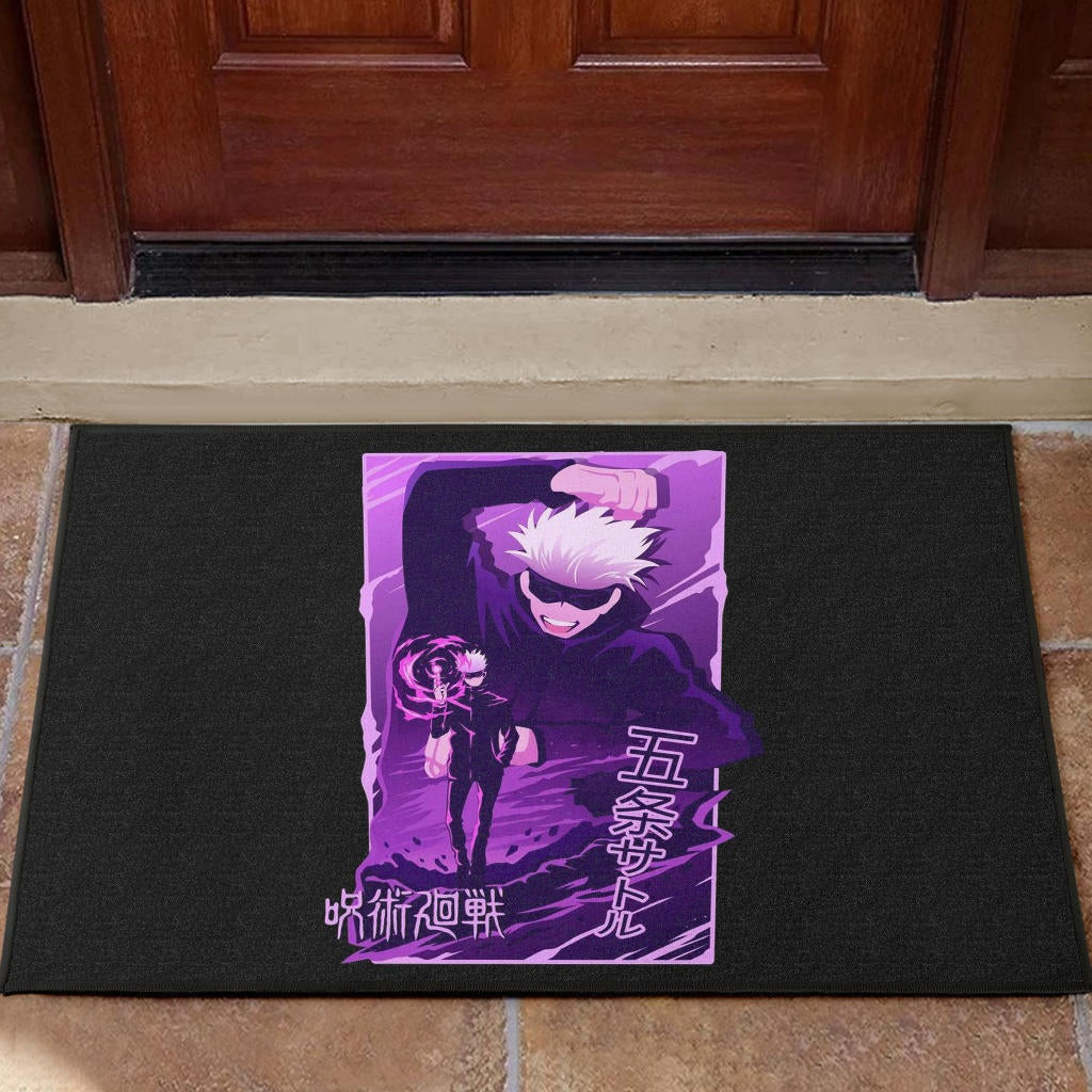 Jujutsu Kaisen Anime Rubber Doormat Smiling Satoru Gojo Purple Power Rubber Doormat Home Decor