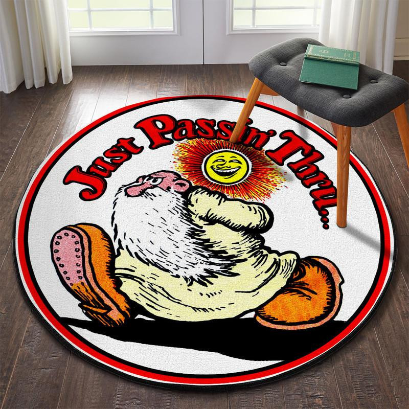 Just Passing Through Hot Rod Round Rug Carpet Bedroom Livingroom Home Decor