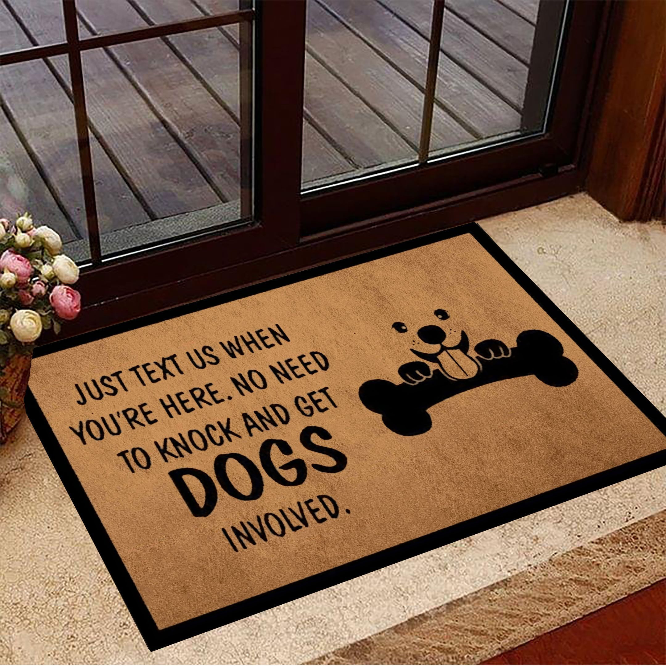 Just Text Us When You're Here Rubber Doormat Dog Welcome Mat Inside Decor