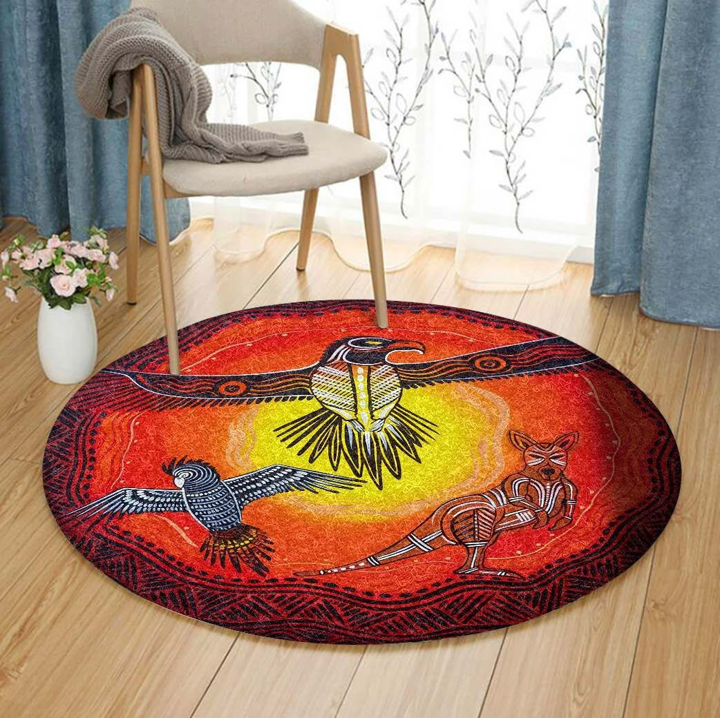 Kangaroo And Eagle Round Rug Carpet Bedroom Livingroom Home Decor