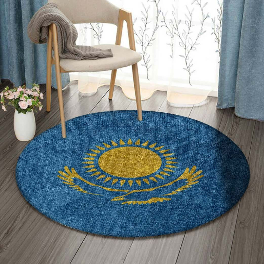 Kazakhstan Flag Round Rug Carpet Bedroom Livingroom Home Decor