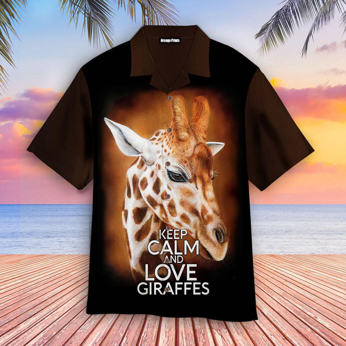 Keep Calm And Love Giraffes Hawaiian Shirt