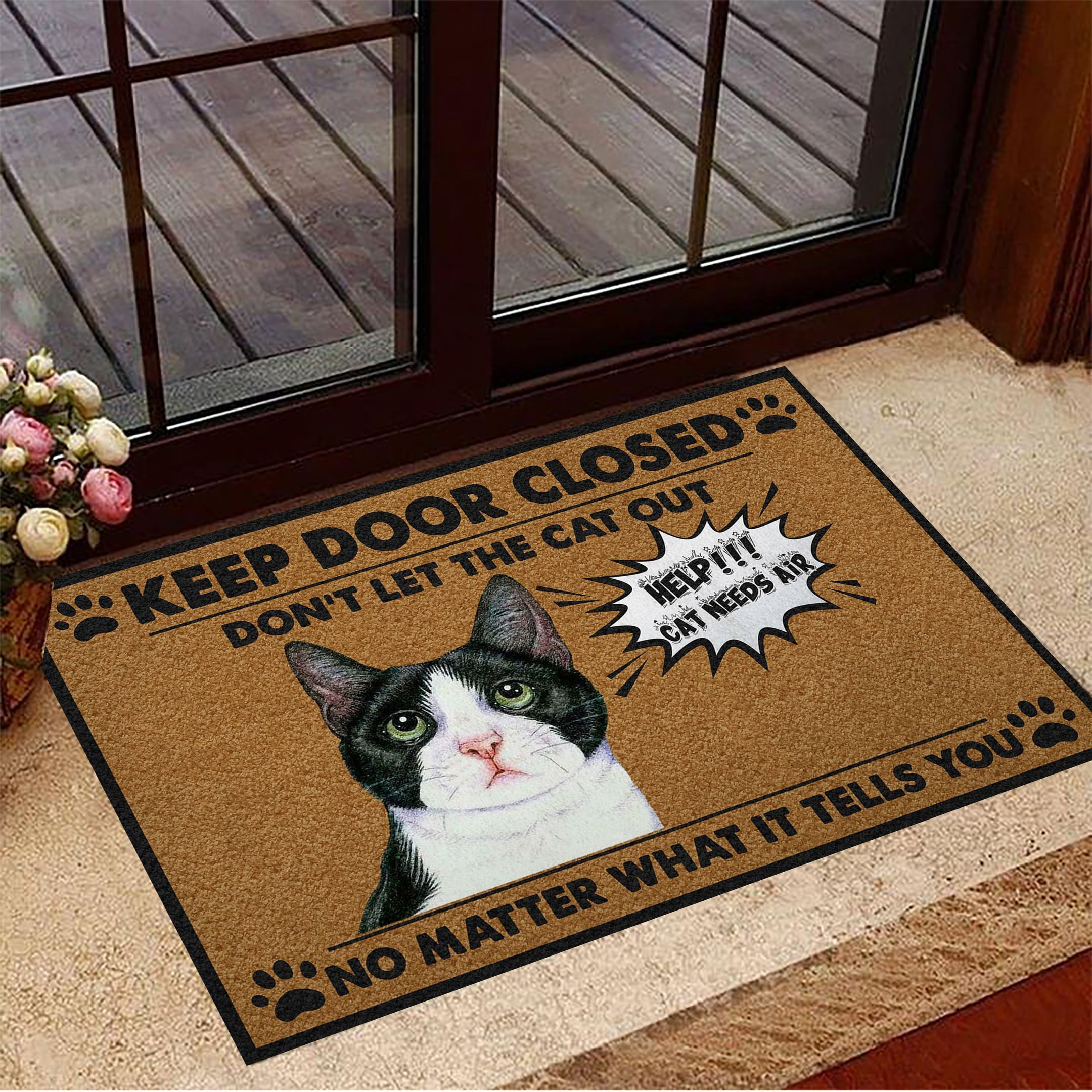 Keep Door Closed Don't Let The Cat Out Rubber Doormat Funny Cat Rubber Doormat Home Decoration