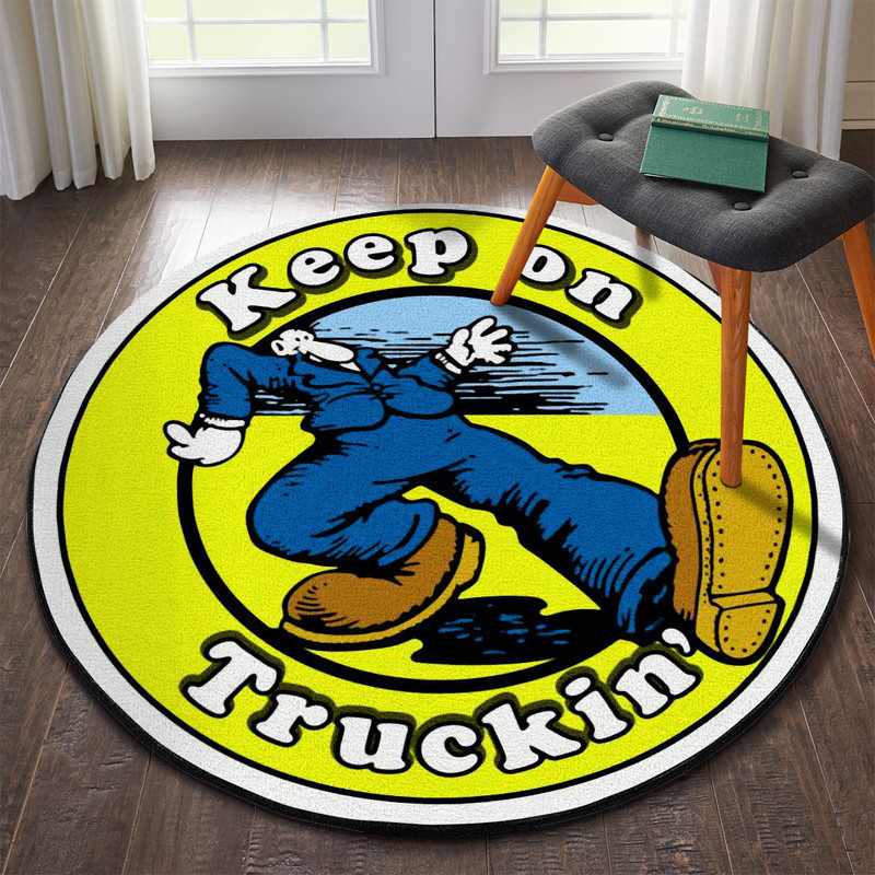 Keep On Trucking Hot Rod Round Rug Carpet Bedroom Livingroom Home Decor