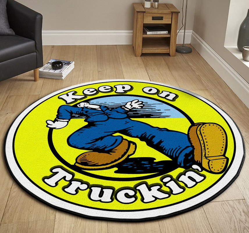Keep On Trucking Hot Rod Round Rug Carpet Bedroom Livingroom Home Decor - Image 3