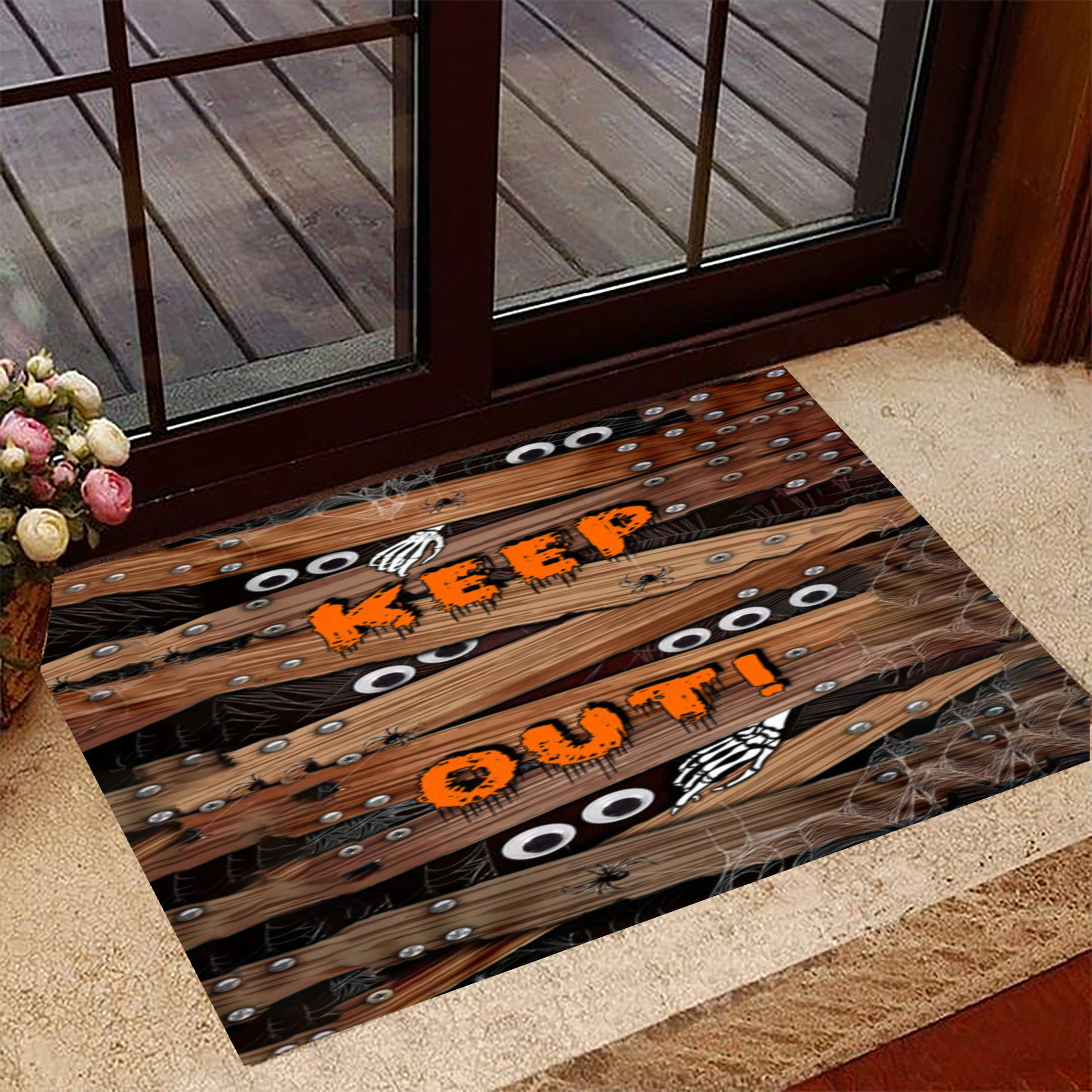 Keep Out Rubber Doormat Funny Design Halloween Front Door Mat House Decor