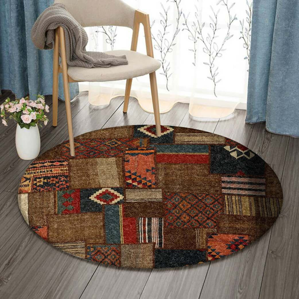 Kelim Patchwork Round Rug Carpet Bedroom Livingroom Home Decor