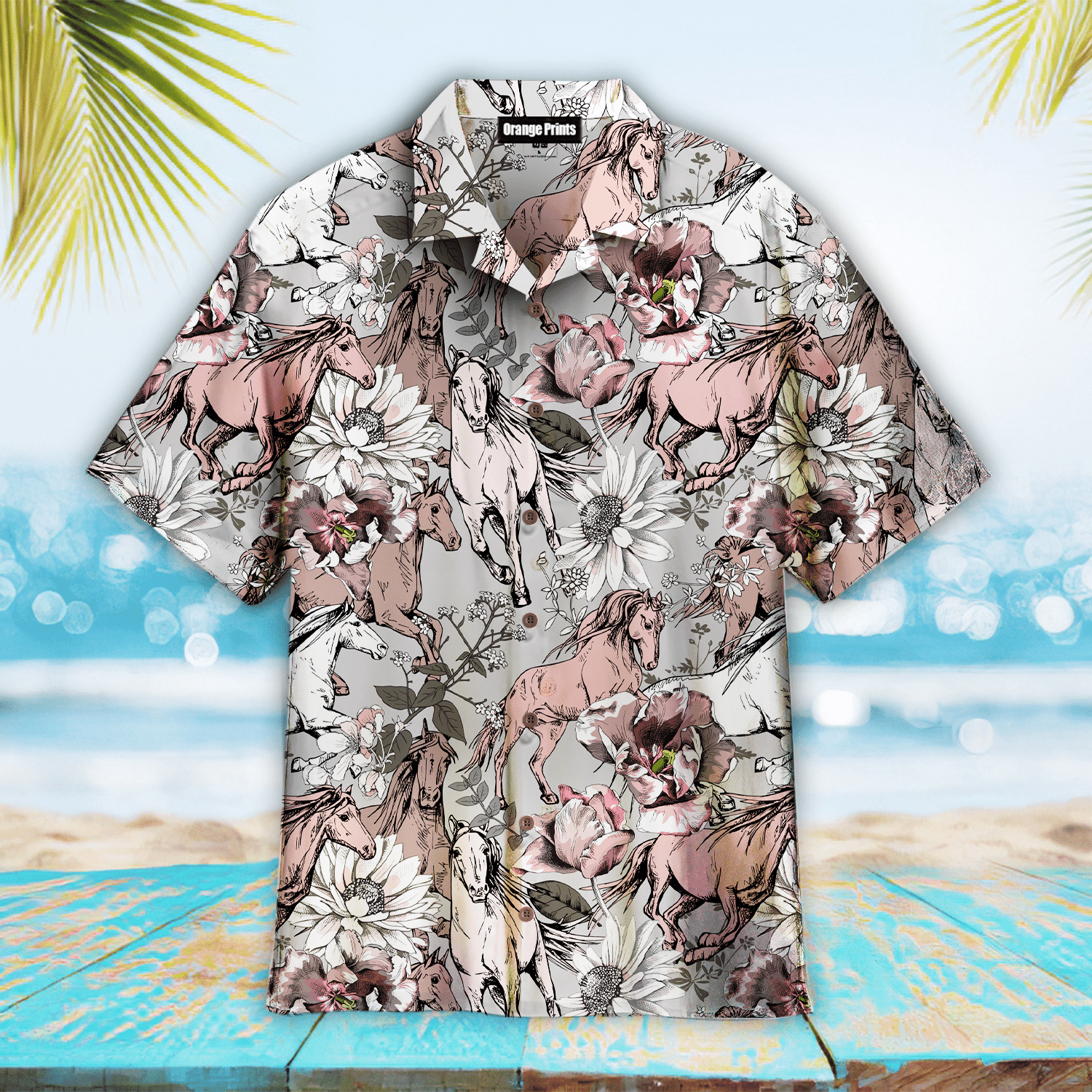 Kentucky Derby Floral Horses Hawaiian Shirt