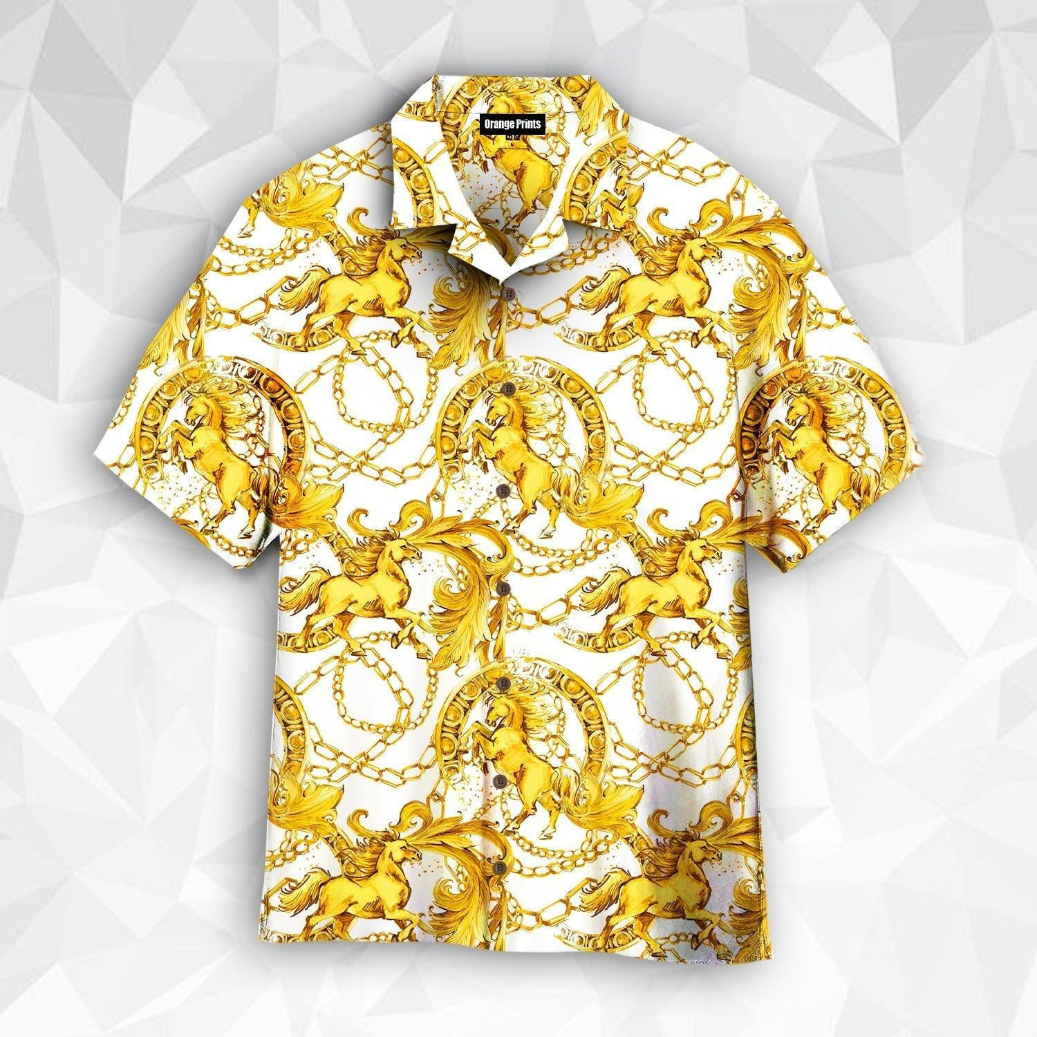 Kentucky Derby Golden Horses Hawaiian Shirt