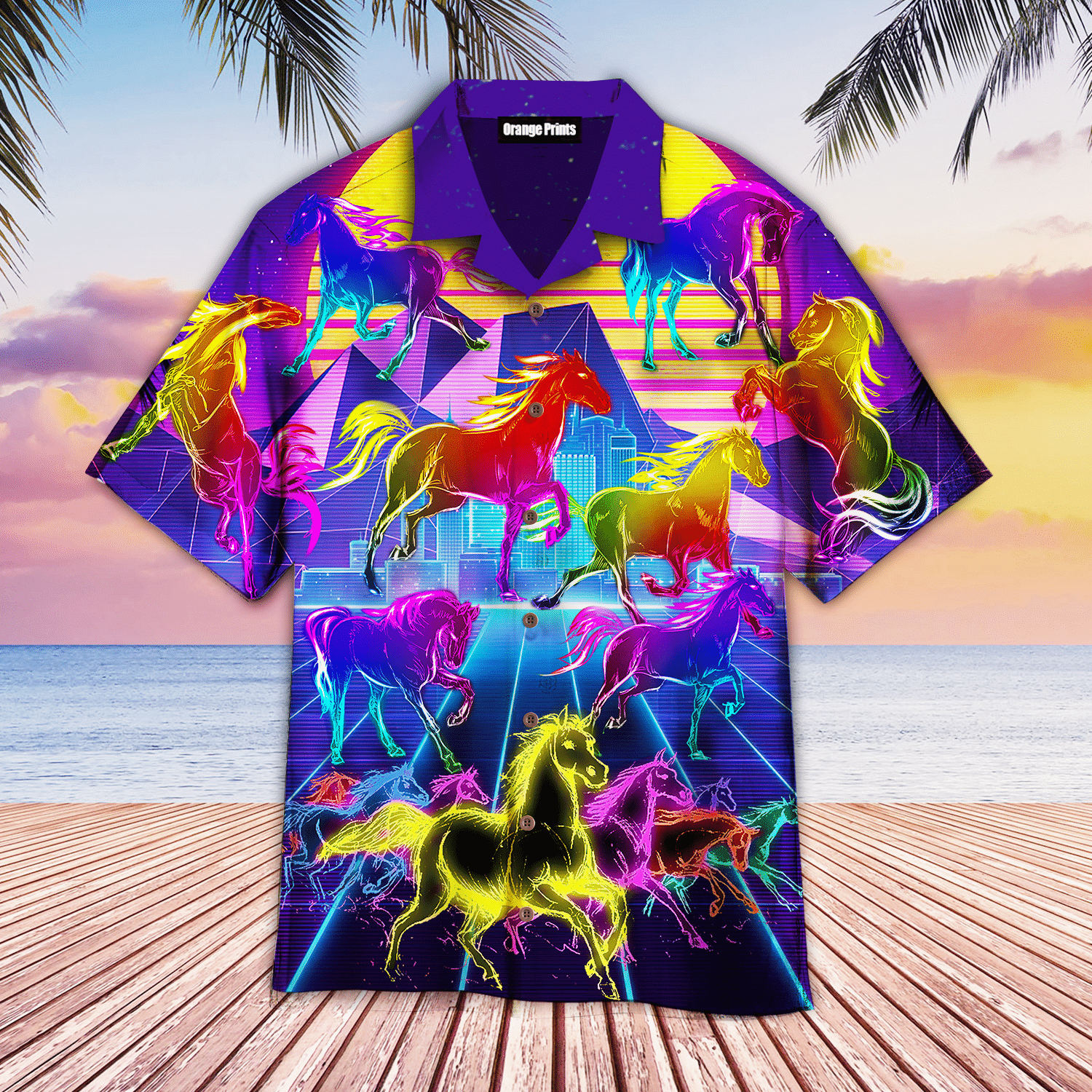 Kentucky Derby Horse Racing Neon Hawaiian Shirt