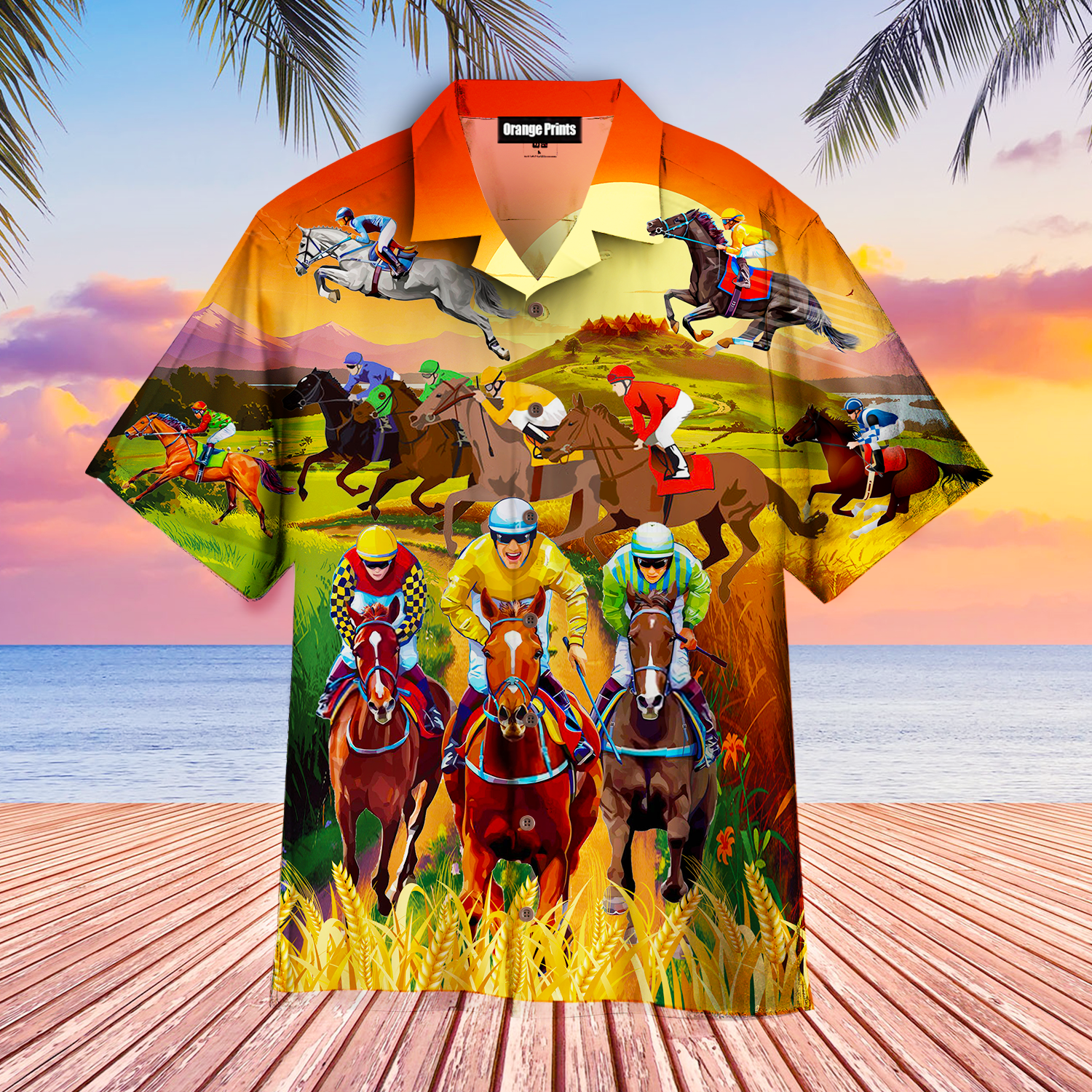 Kentucky Derby Horses Racing On Pasture Hawaiian Shirt