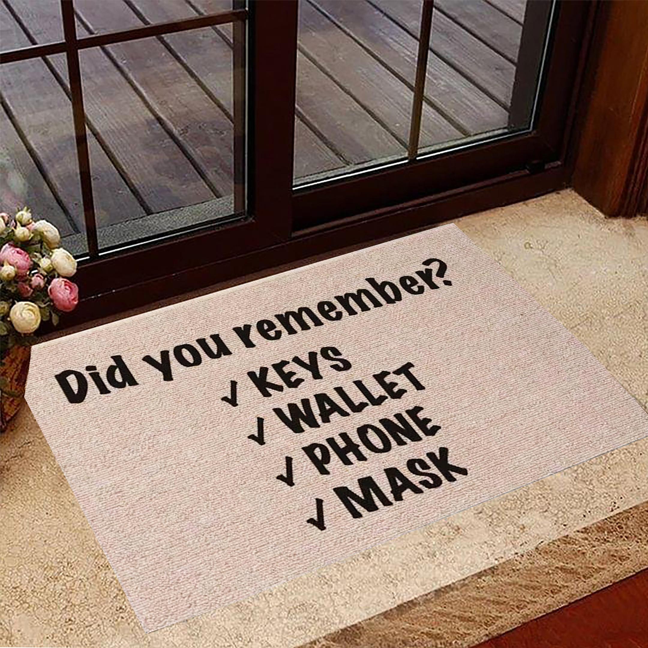 Keys Glasses Phone Rubber Doormat Glasses Keys Wallet Phone Mask Funny Reminder Rubber Doormat
