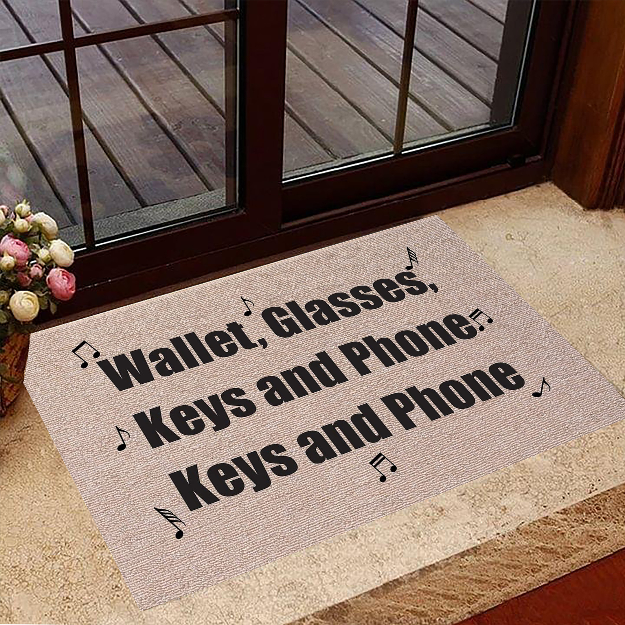 Keys Wallet Glasses Phone Rubber Doormat For Front Door Funny Rubber Doormat Sayings