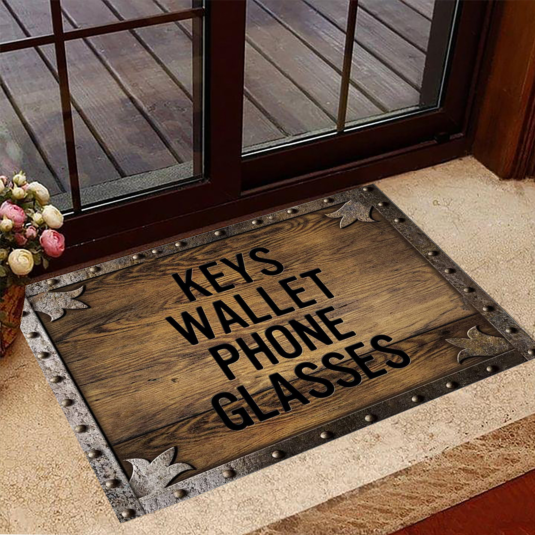 Keys Wallet Glasses Phone Rubber Doormat Funny Front Door Entry Mat