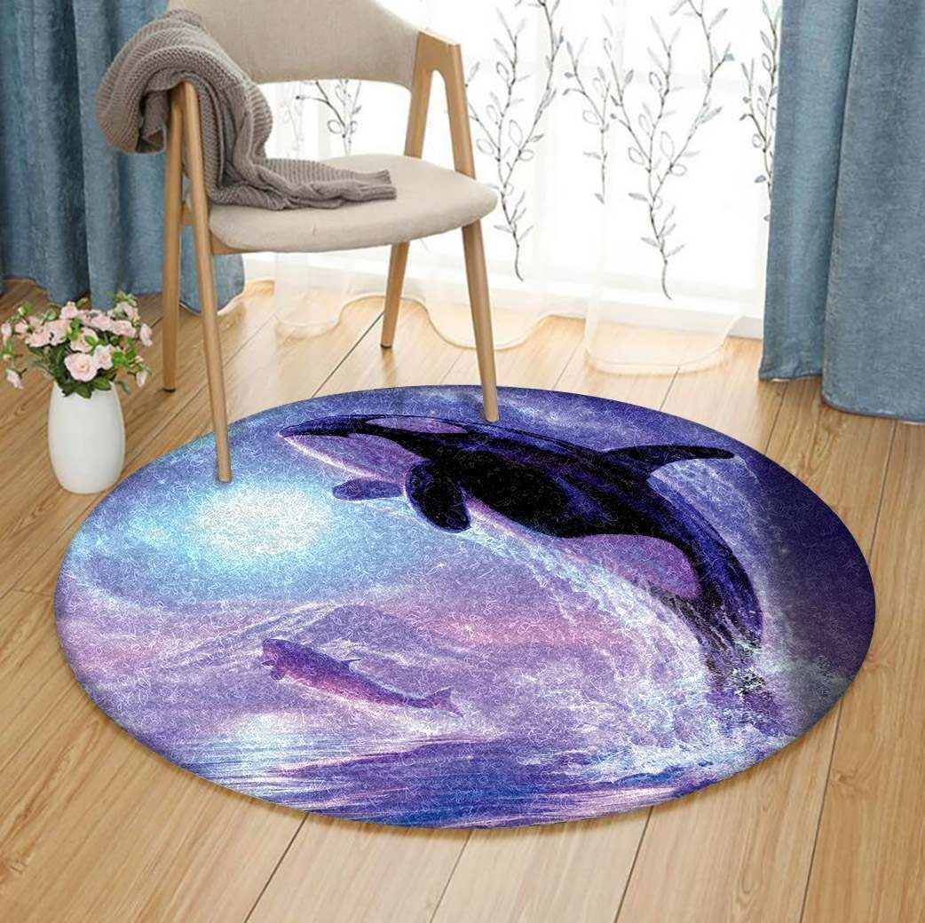 Killer Whale Round Rug Carpet Bedroom Livingroom Home Decor