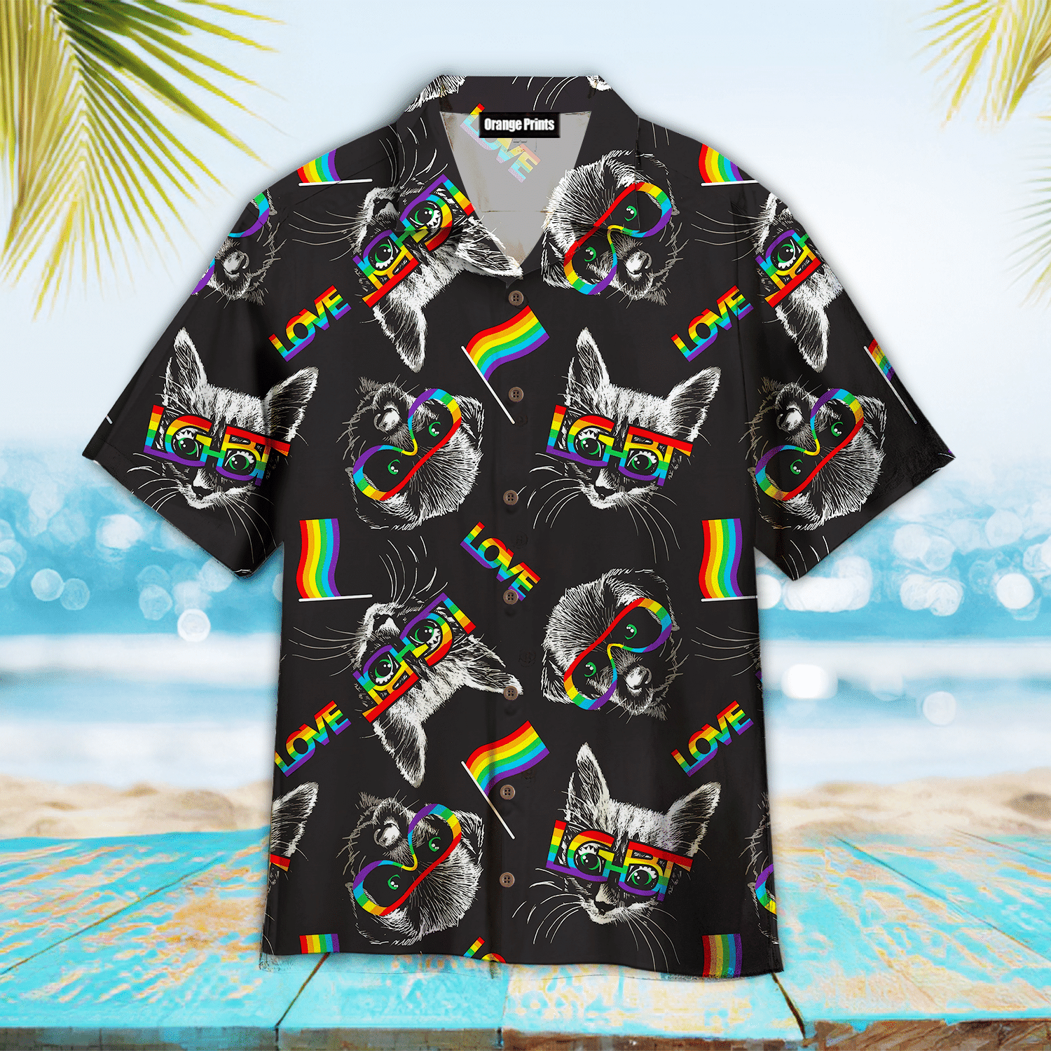 Kitten Puppy Faces With Glasses LGBT Symbols Hawaiian Shirt