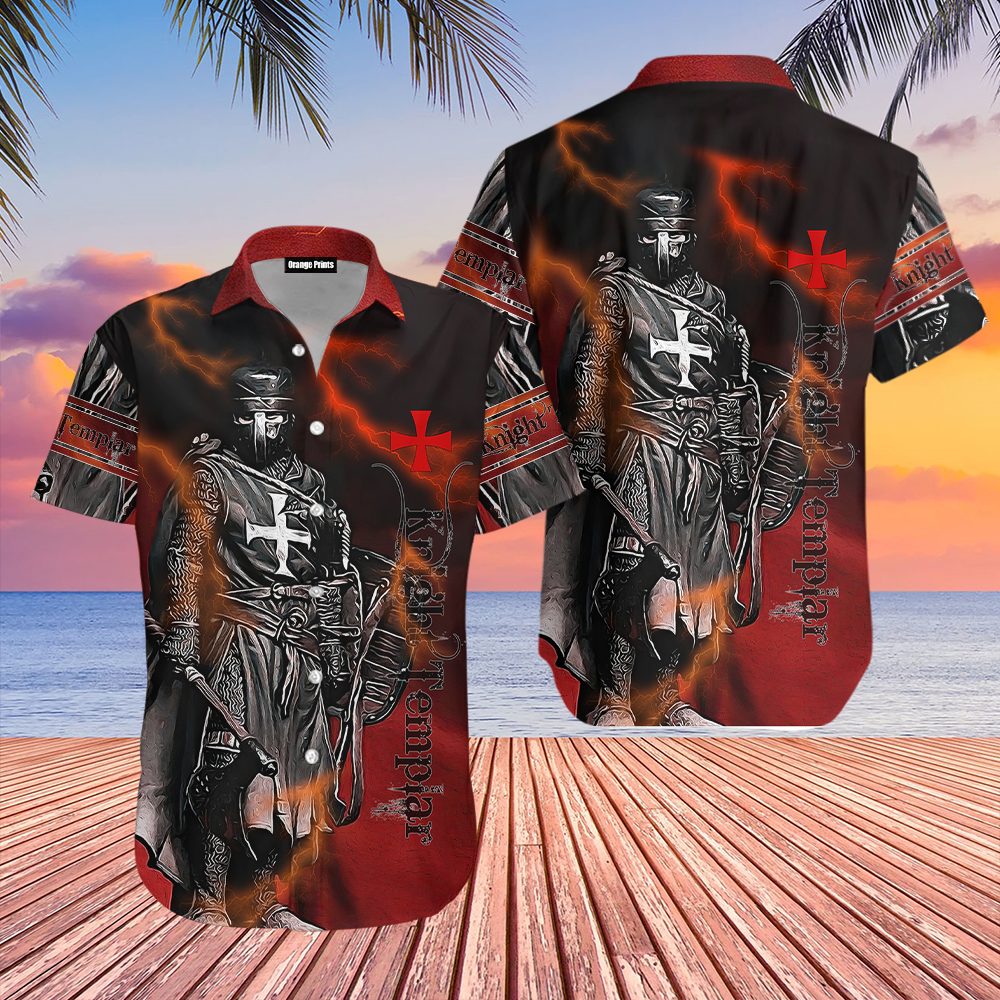 Knight Templar Red Lightening Hawaiian Shirt