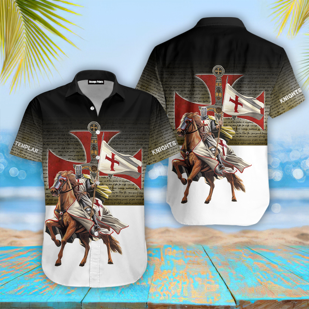 Knights Templar On Horseback Hawaiian Shirt
