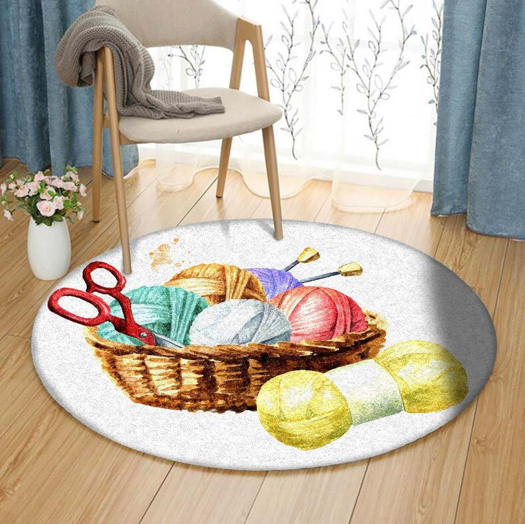 Knitting Round Rug Carpet Bedroom Livingroom Home Decor