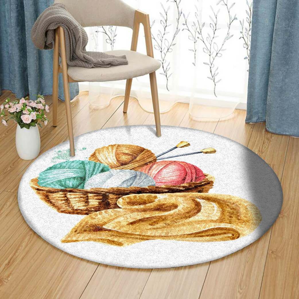 Knitting Round Rug Carpet Bedroom Livingroom Home Decor