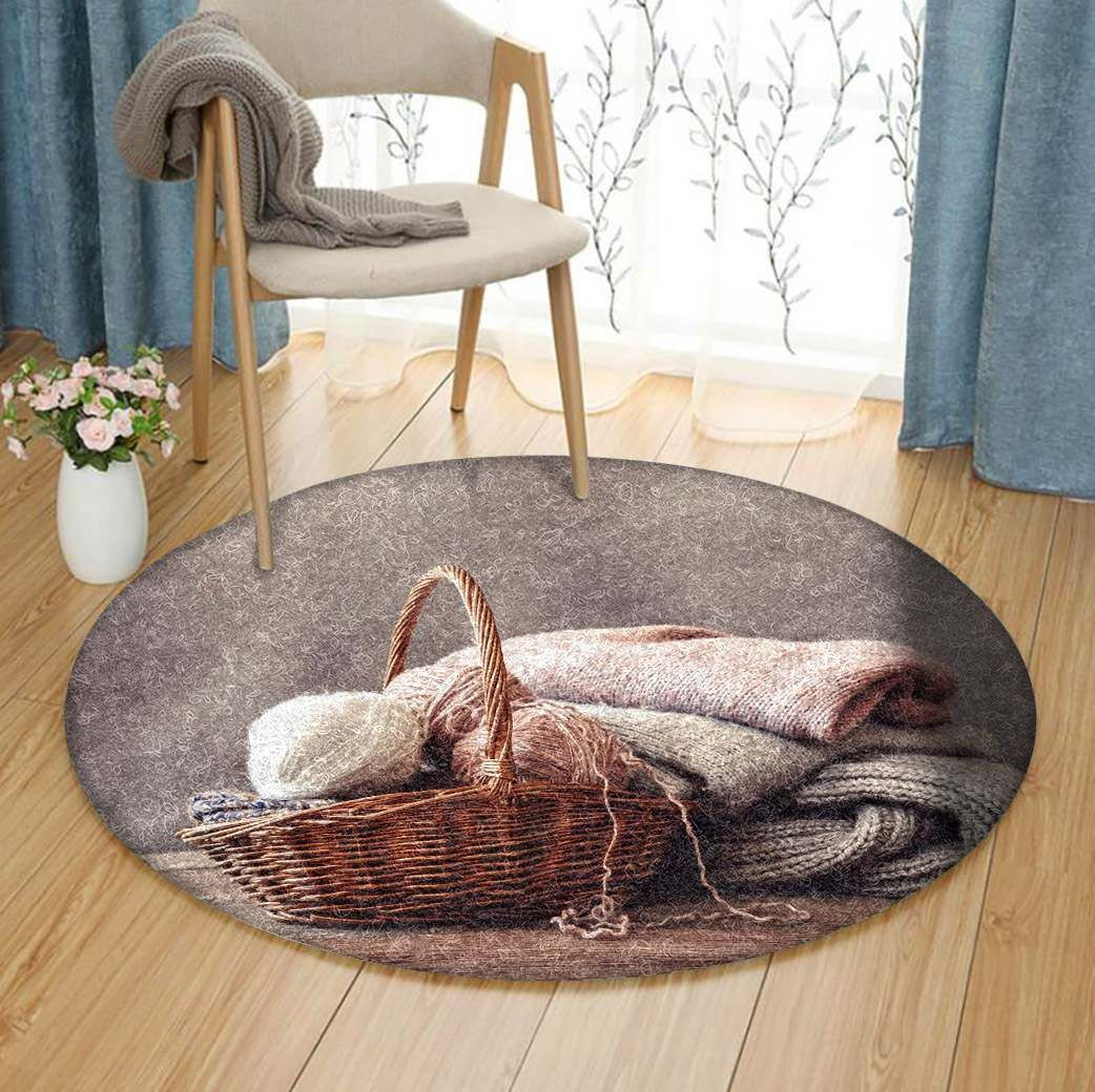 Knitting Round Rug Carpet Bedroom Livingroom Home Decor
