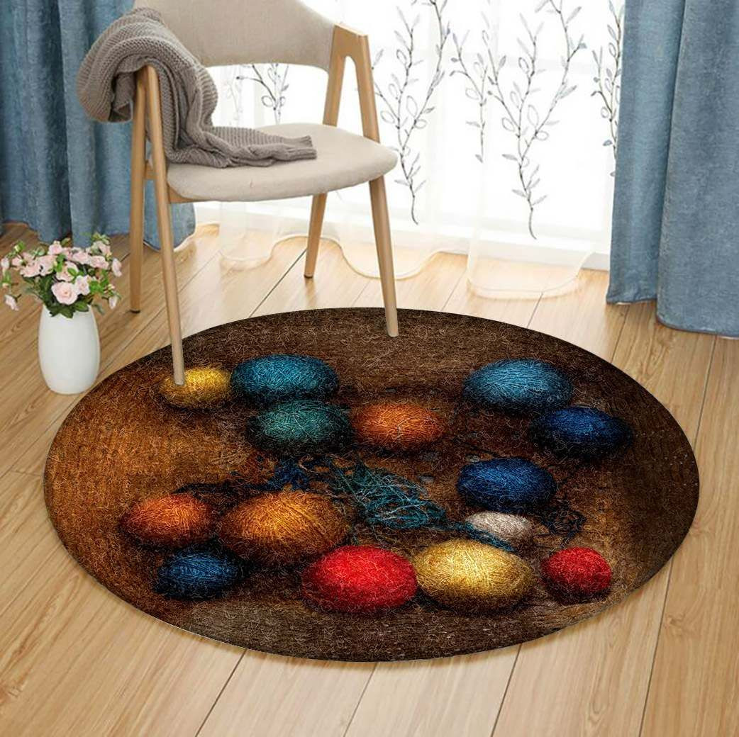 Knitting Round Rug Carpet Bedroom Livingroom Home Decor