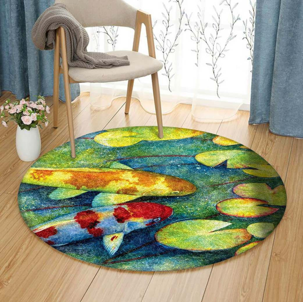 Koi Garden Round Rug Carpet Bedroom Livingroom Home Decor