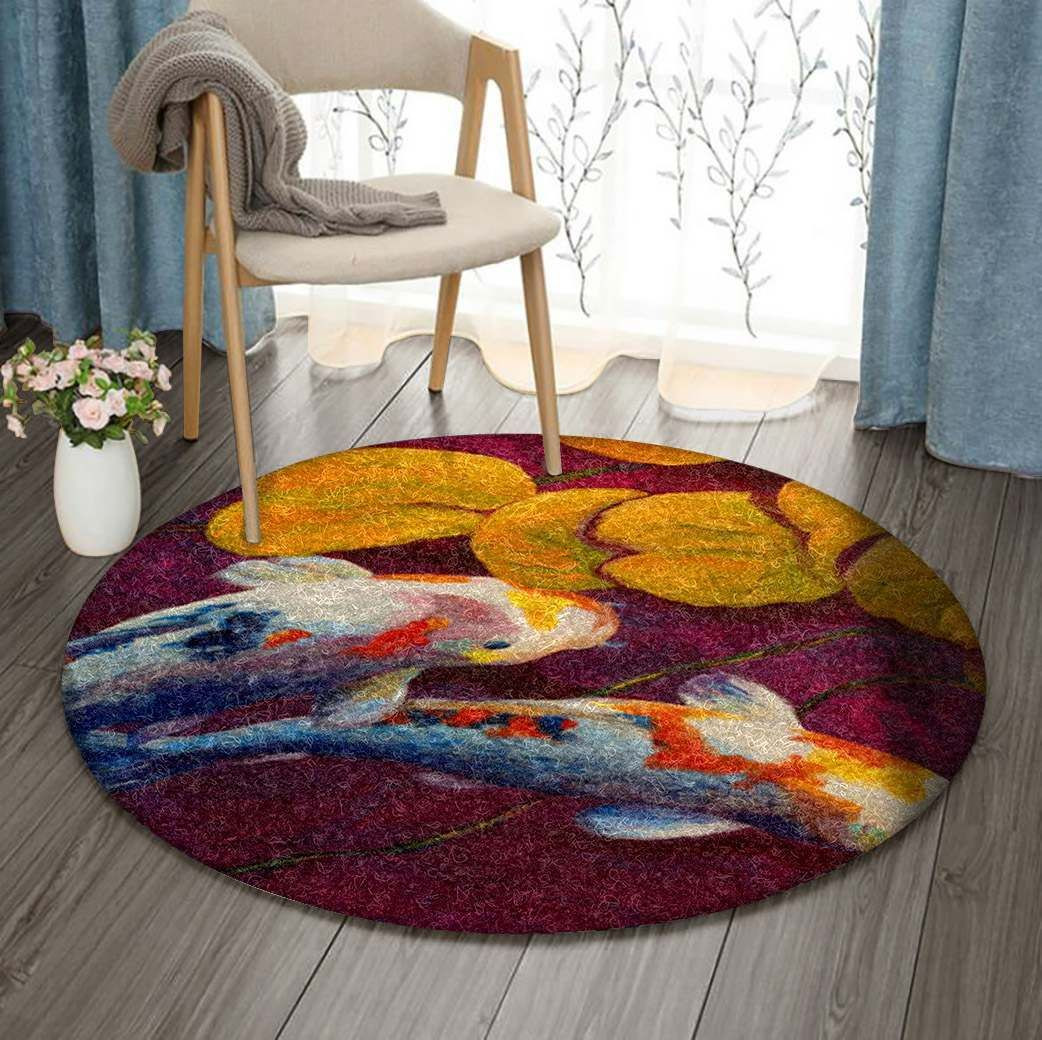 Koi Round Rug Carpet Bedroom Livingroom Home Decor