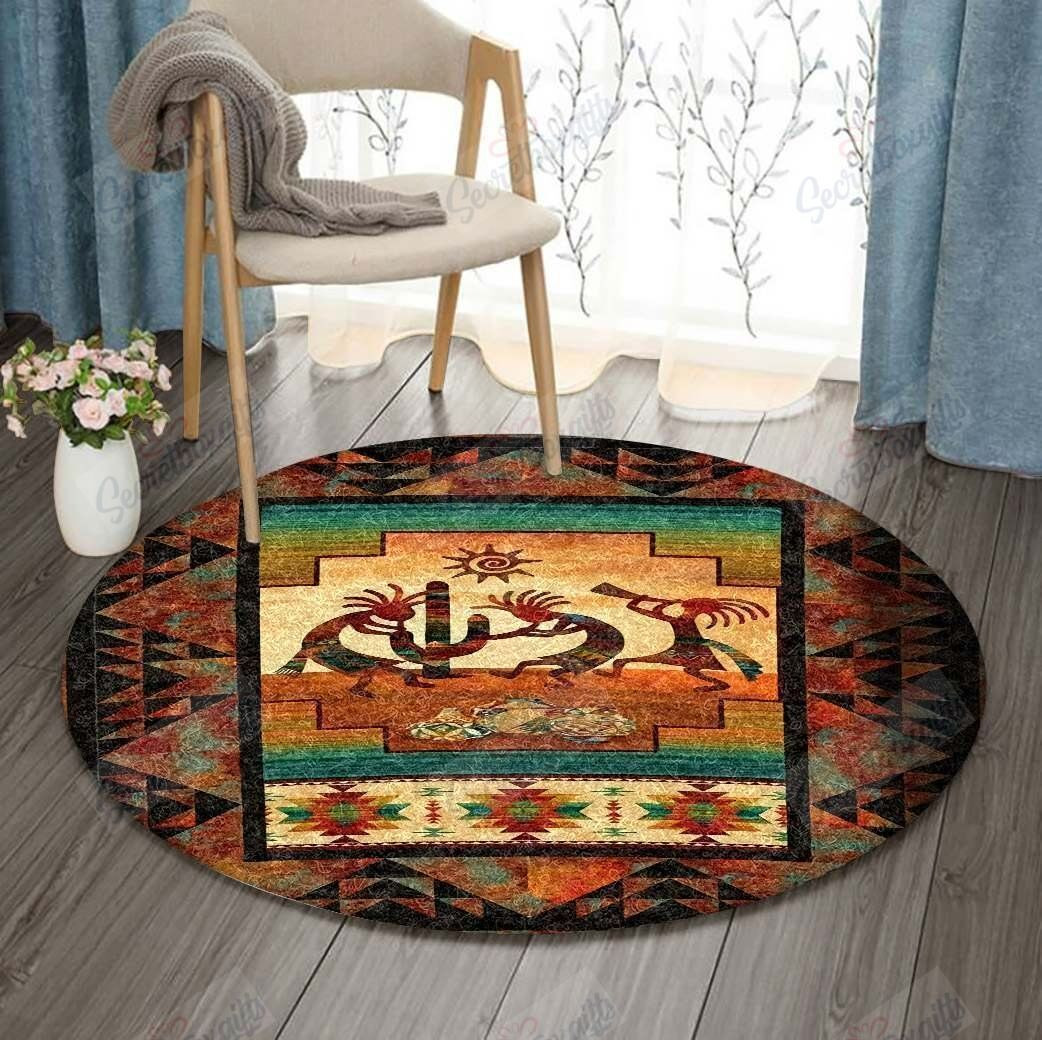 Kokopelli Sunset Native American Round Rug Carpet Bedroom Livingroom Home Decor