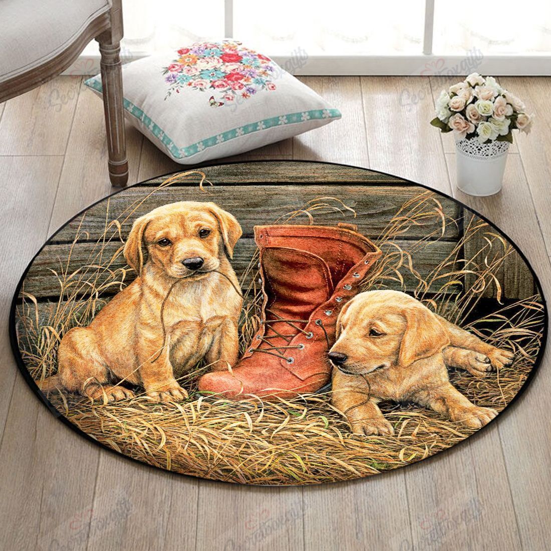 Labrador Retriever Round Rug Carpet Bedroom Livingroom Home Decor