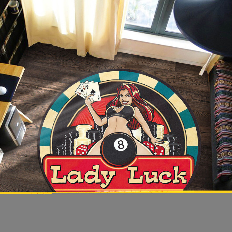 Lady Luck Hot Rod Round Rug Carpet Bedroom Livingroom Home Decor - Image 3