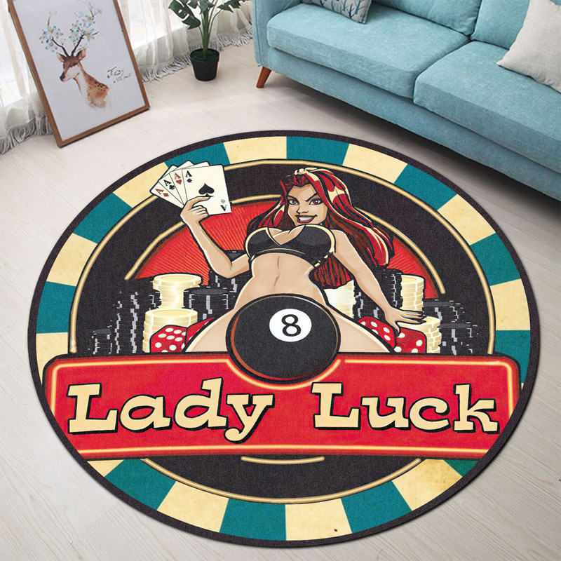 Lady Luck Hot Rod Round Rug Carpet Bedroom Livingroom Home Decor
