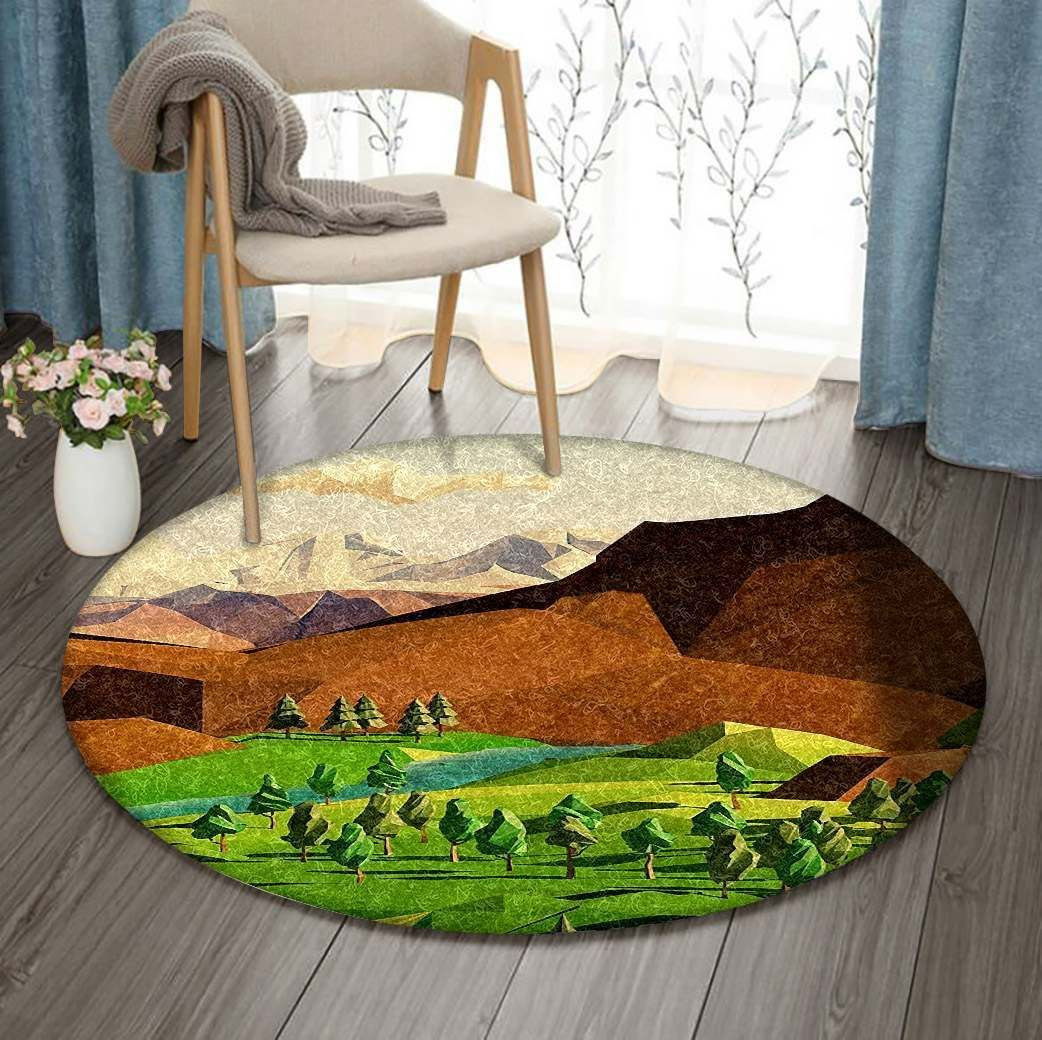 Landscape Round Rug Carpet Bedroom Livingroom Home Decor