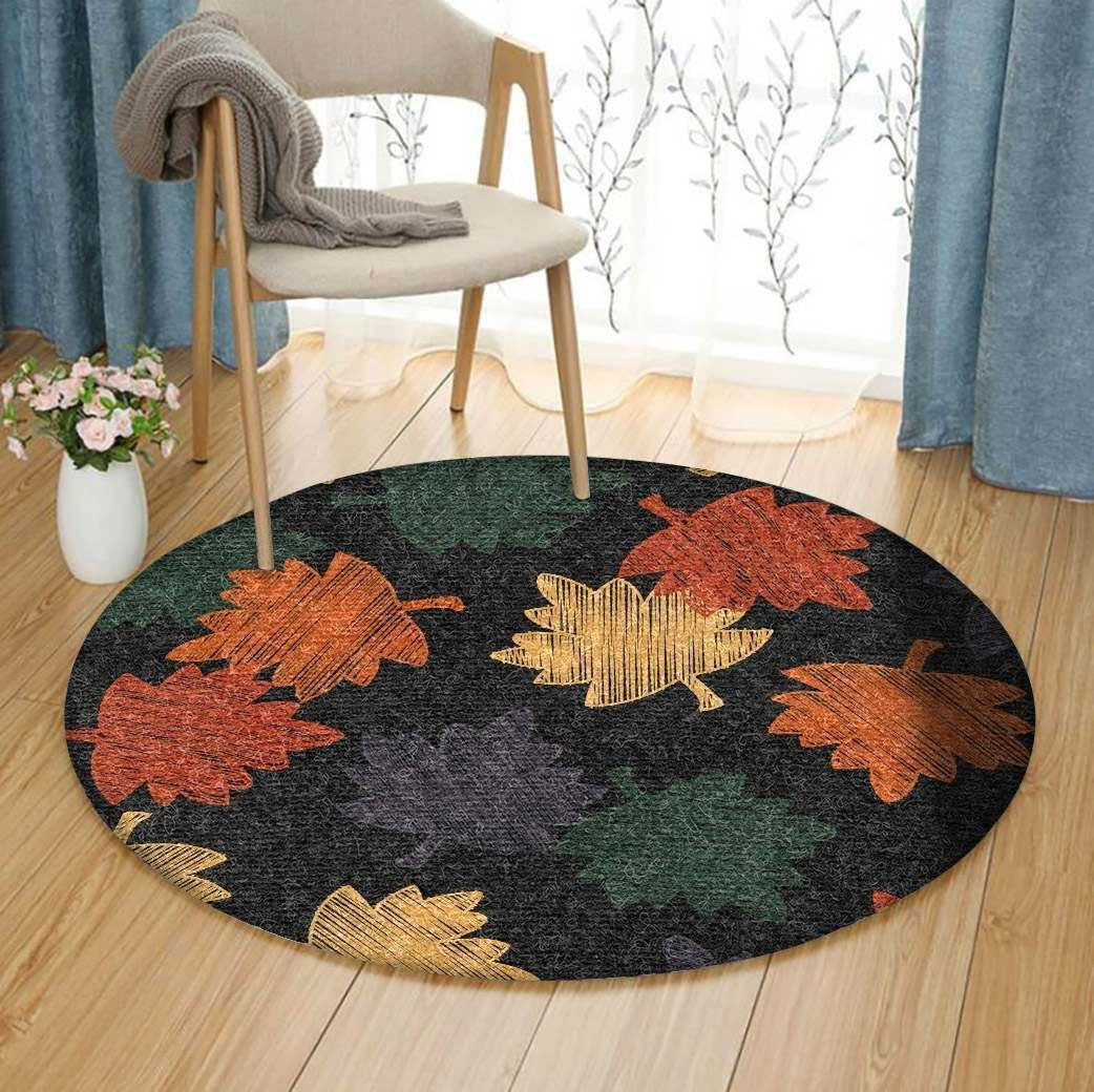 Leaf Round Rug Carpet Bedroom Livingroom Home Decor