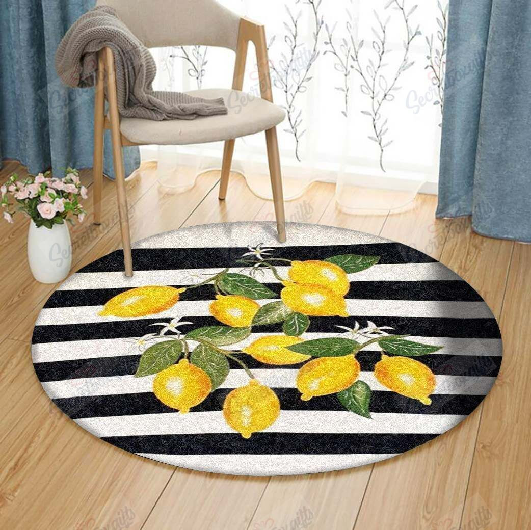 Lemon Round Rug Carpet Bedroom Livingroom Home Decor