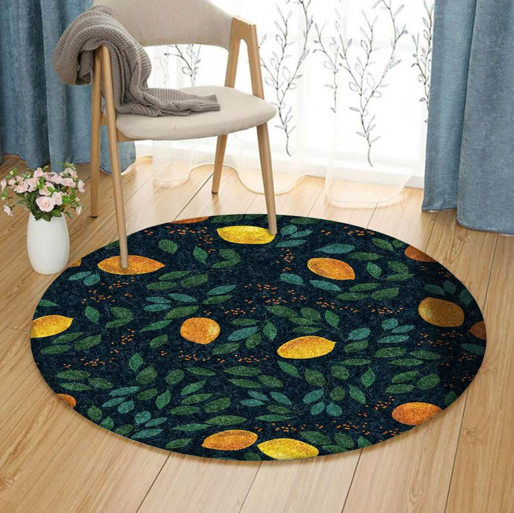 Lemon Round Rug Carpet Bedroom Livingroom Home Decor