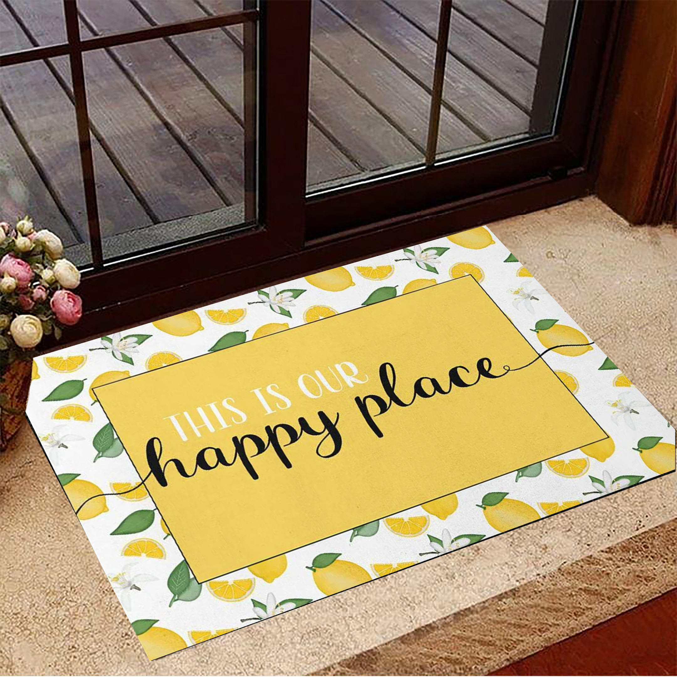 Lemon Rubber Doormat This Is Our Happy Place Lemon Front Door Mat For Home Decorative