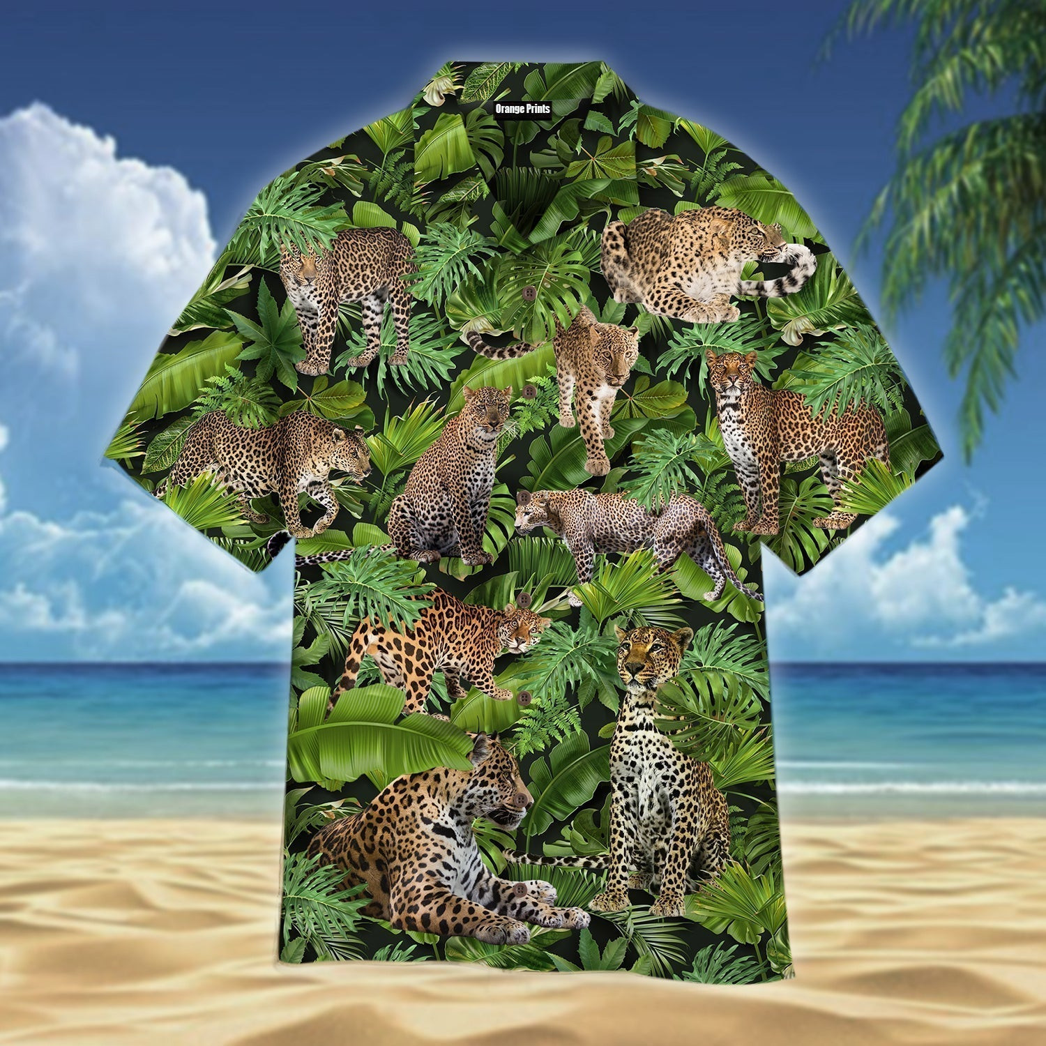 Leopard Leaves Pattern Men Hawaiian Shirt