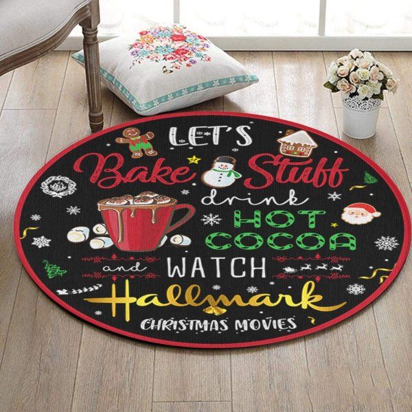 Lets Bake Stuff Drink Cocoa Round Rug Carpet Bedroom Livingroom Home Decor