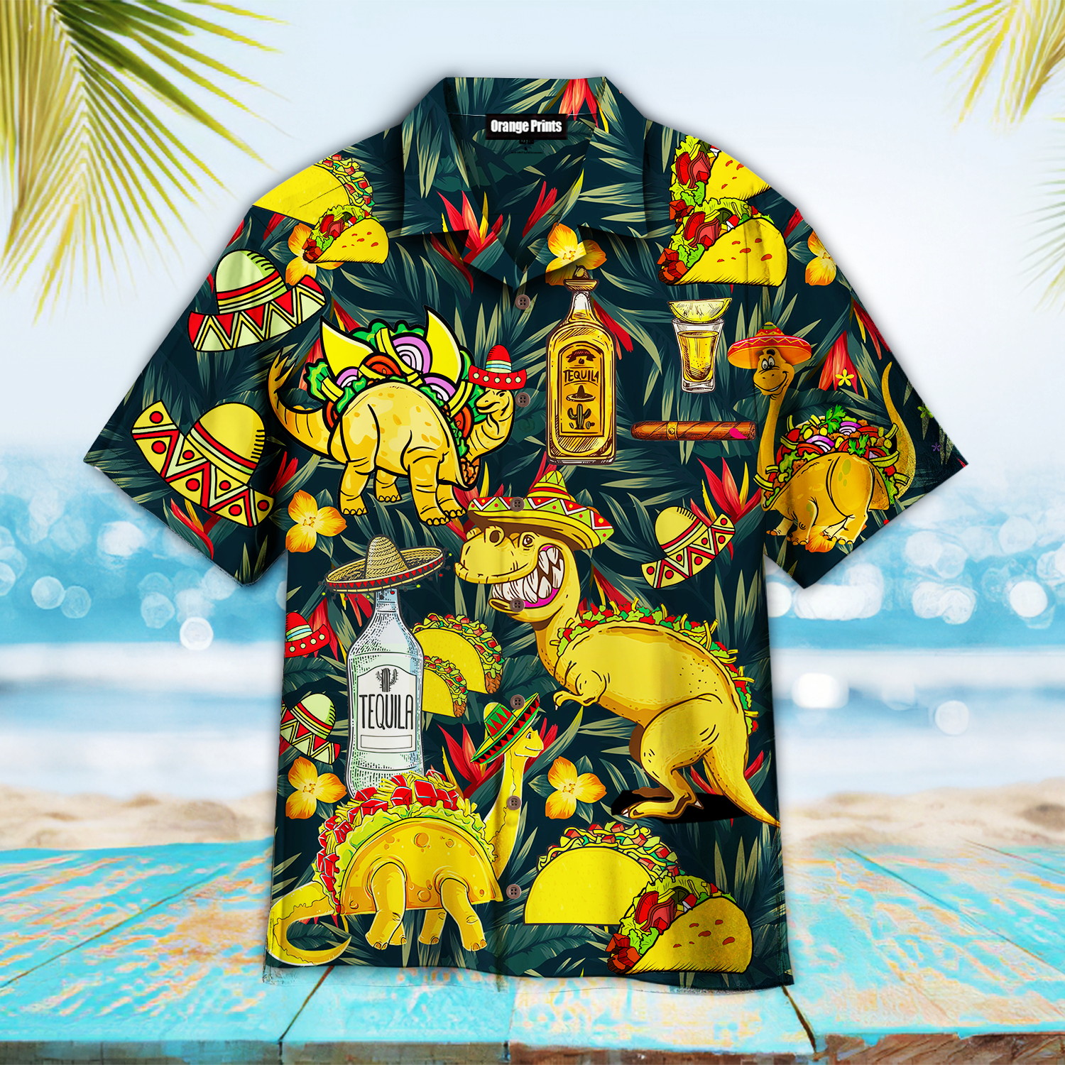 Lets Fiesta Cinco De Mayo Dinosaur Love Tacos Hawaiian Shirt