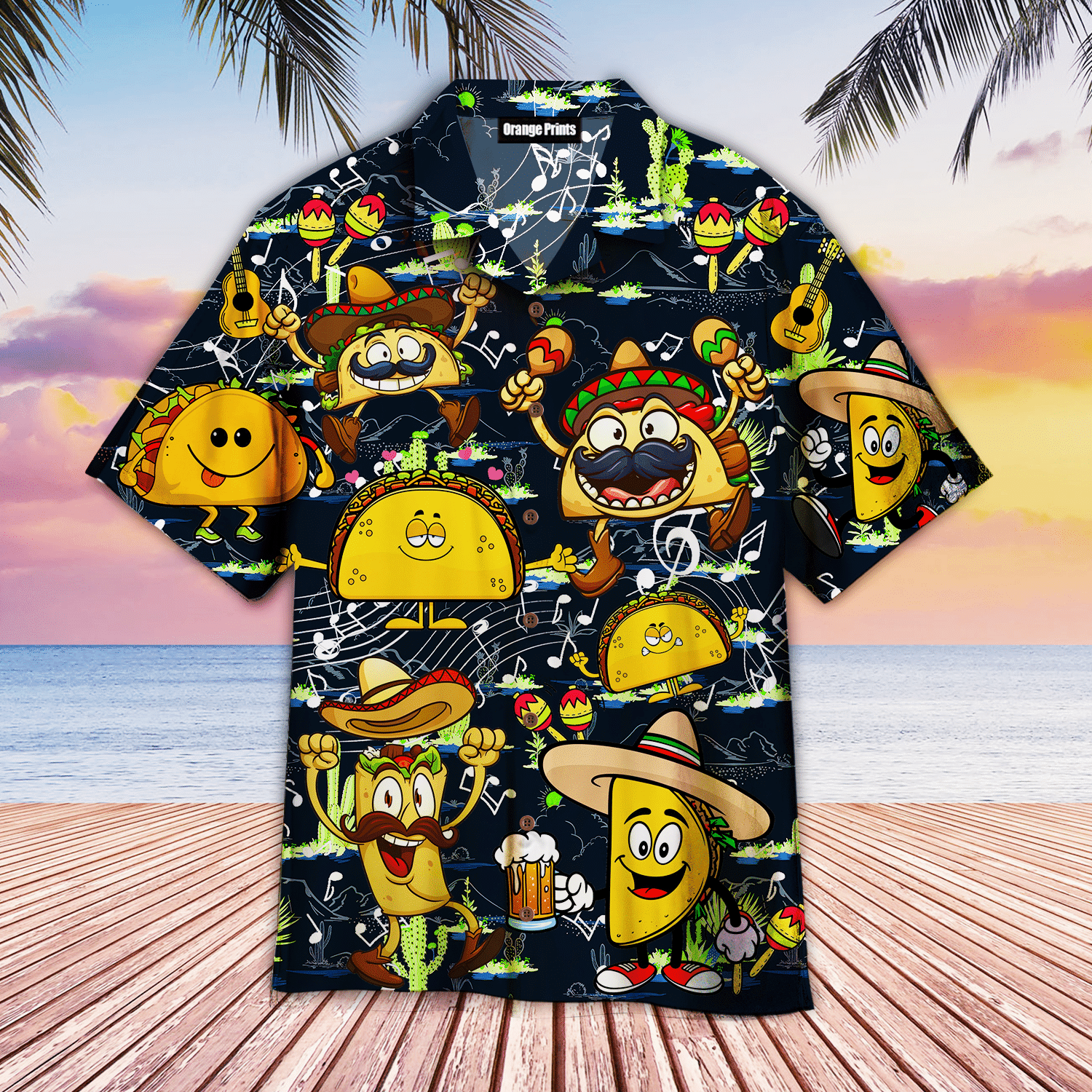 Lets Fiesta Cinco De Mayo Funny Tacos Music Band Hawaiian Shirt