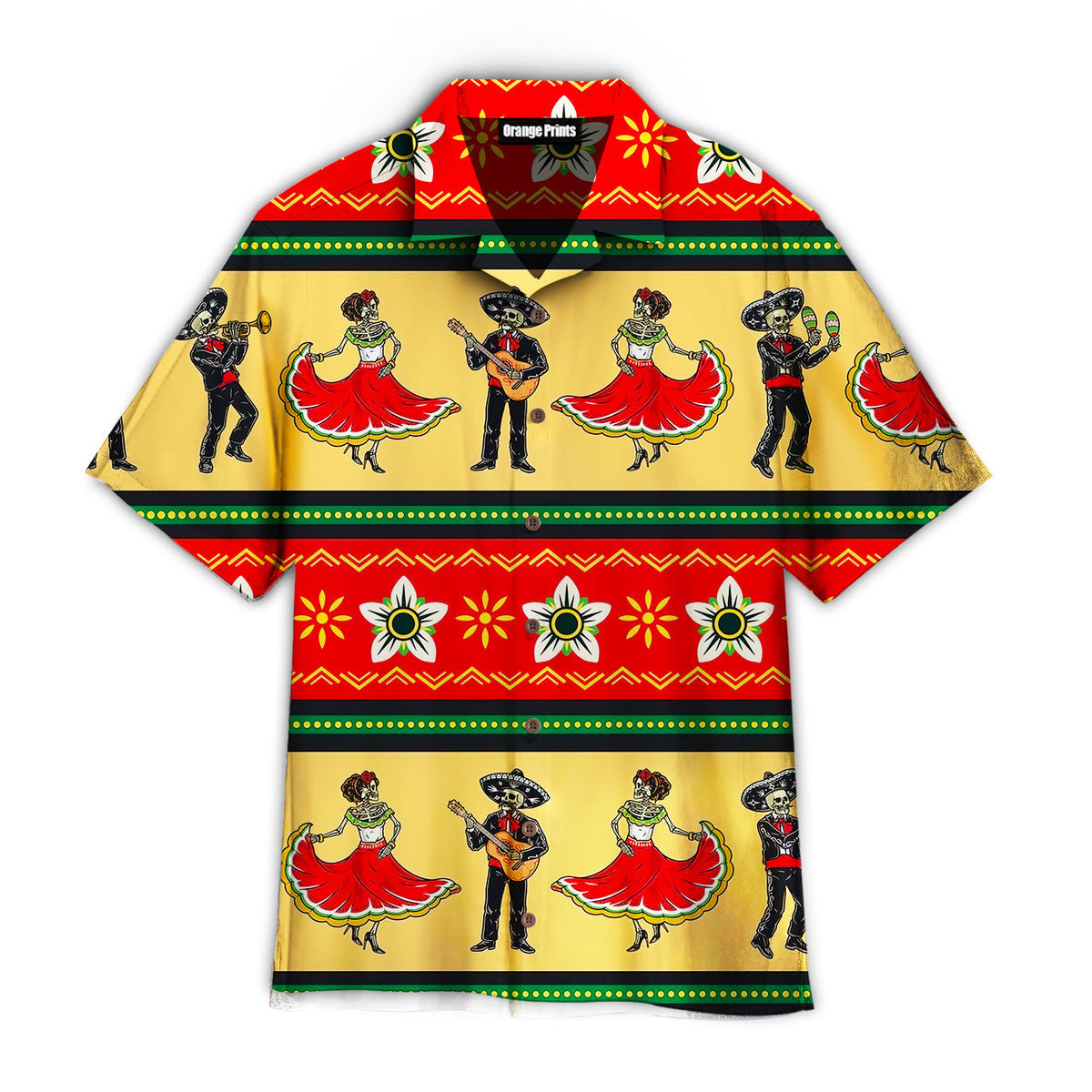 Let's Fiesta Skeleton Mexican Pattern Hawaiian Shirt