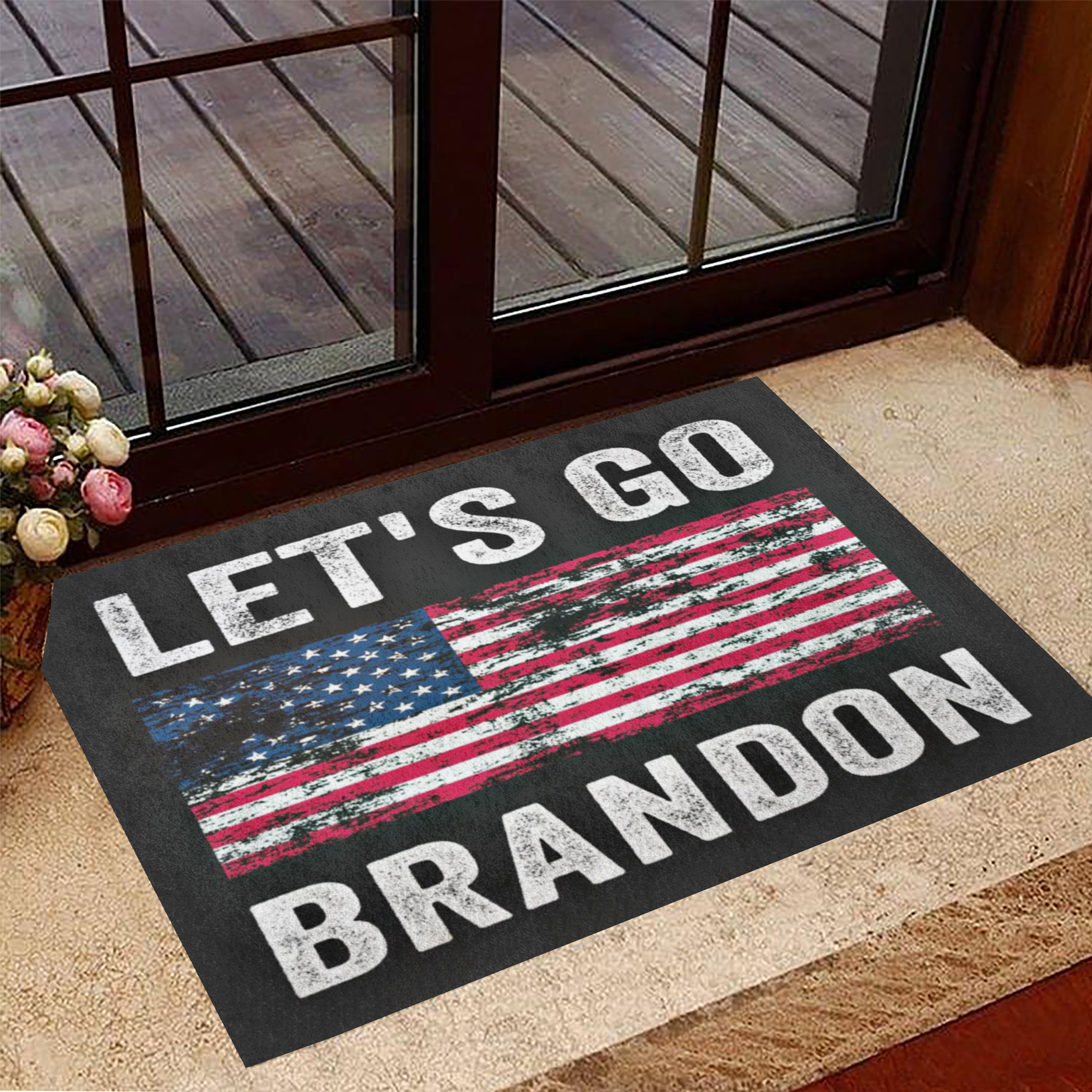 Let's Go Brandon Rubber Doormat FJB American Flag Let's Go Brandon Merchandise