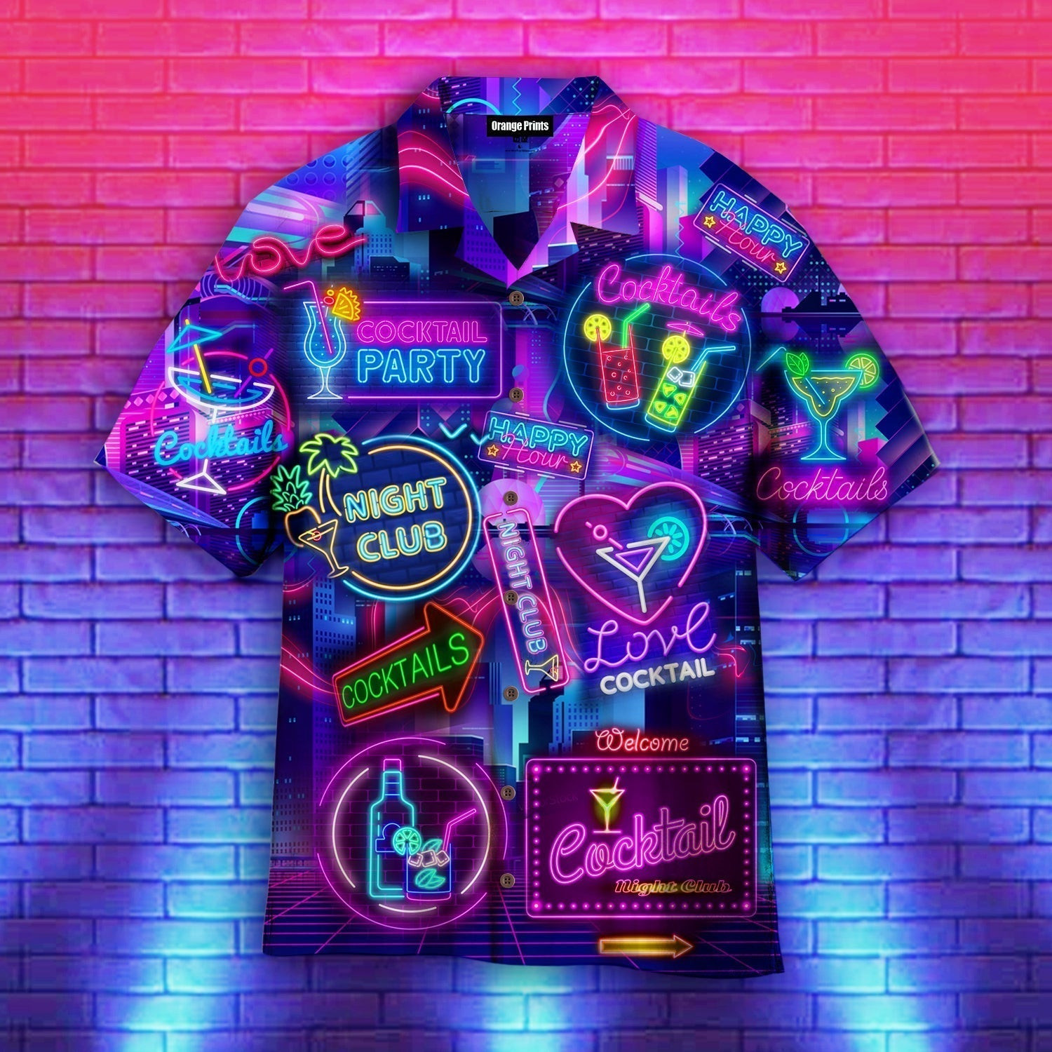 Lets Go To The Cocktail Party Neon Hawaiian Shirt