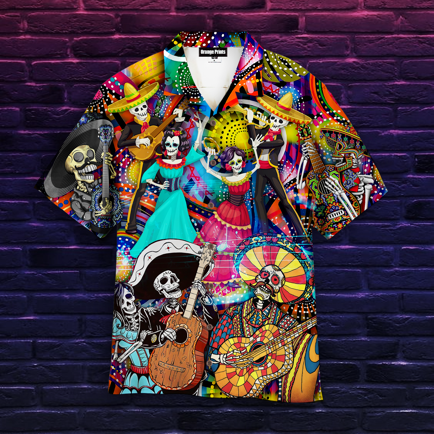 Lets Play A Guitar Skull Mexican Style Hawaiian Shirt