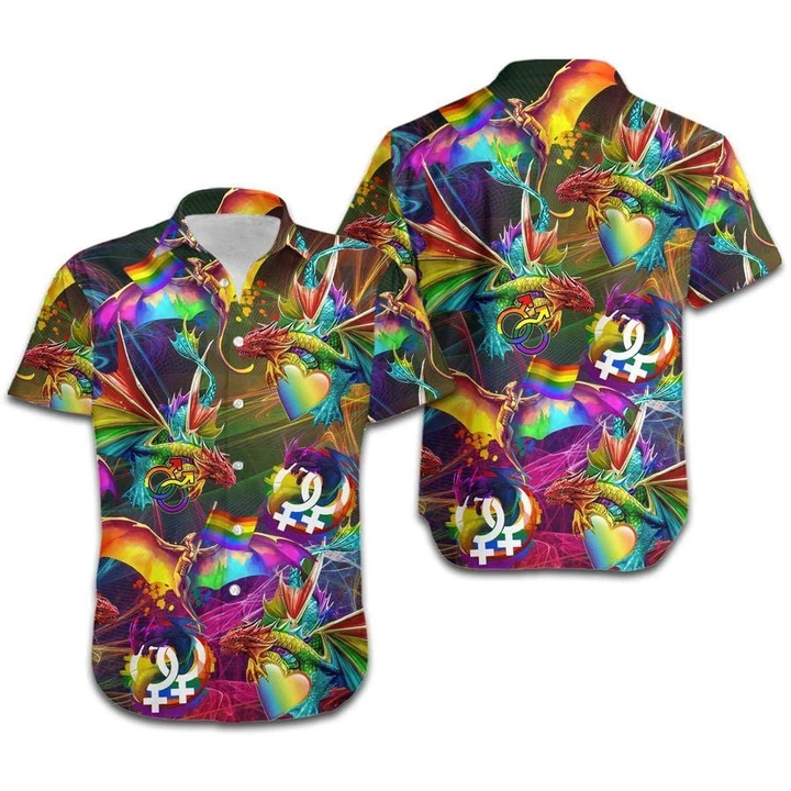 LGBT Dragon Rainbow Hawaiian Shirt
