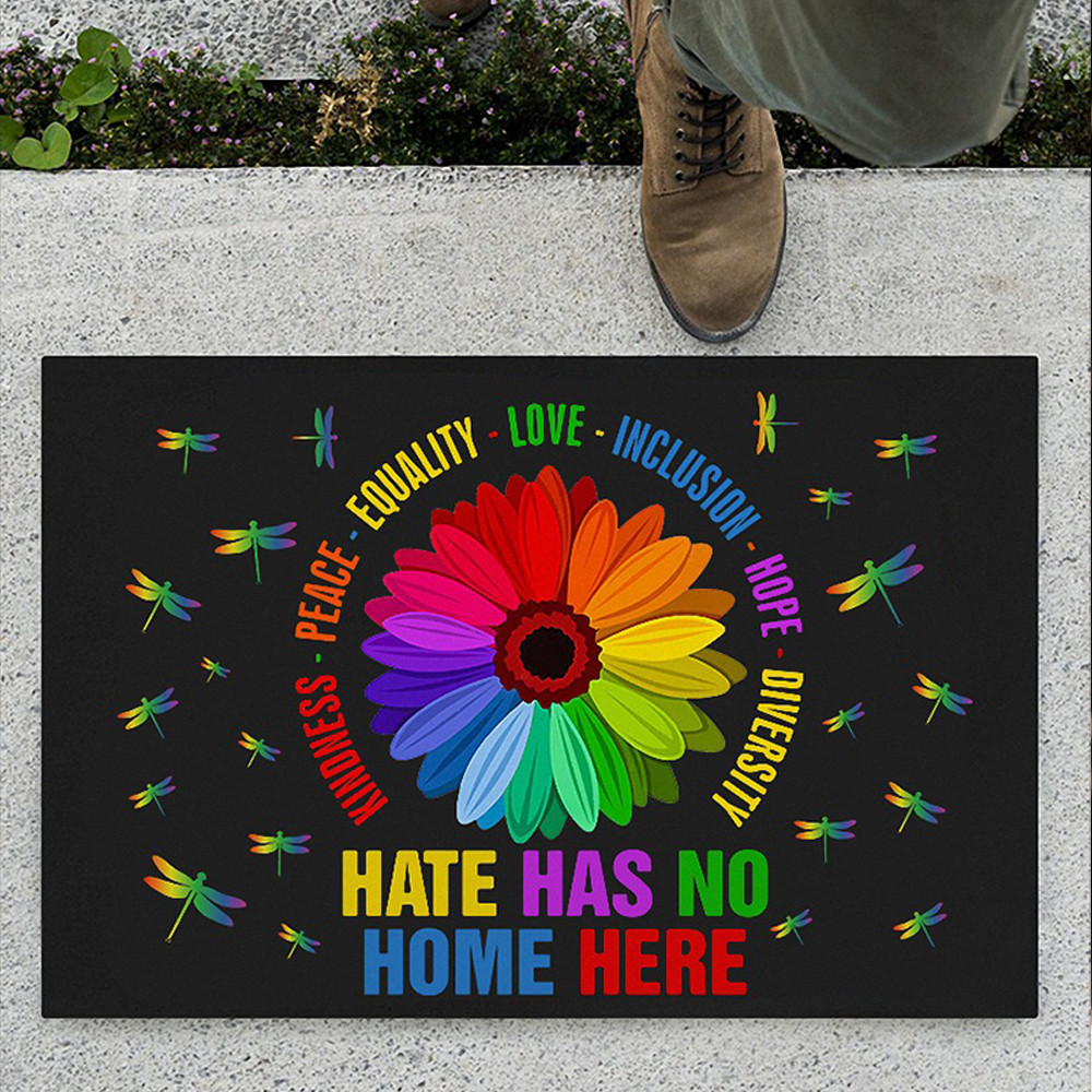 LGBT Hate Has No Home Here Kindness Peace Equality Rubber Doormat LGBT Pride Month Welcome Mats