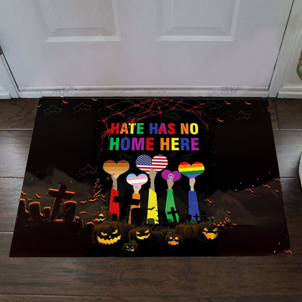LGBT Hate Has No Home Here Rubber Doormat Halloween Front Door Mats Gift For Gays